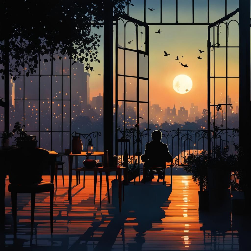 Enchanting Night Scene Inspired by Silhouette Animation