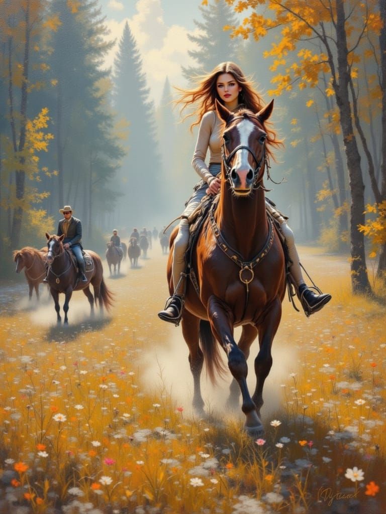 Encrustique Horse Running Free