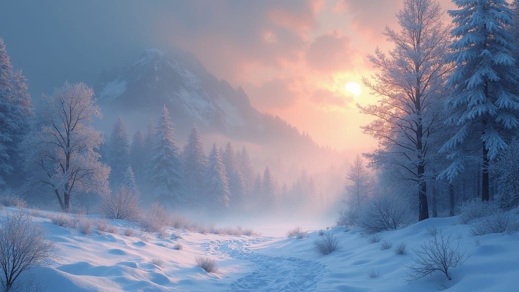Dreamy Winter Mythological Landscape Poster