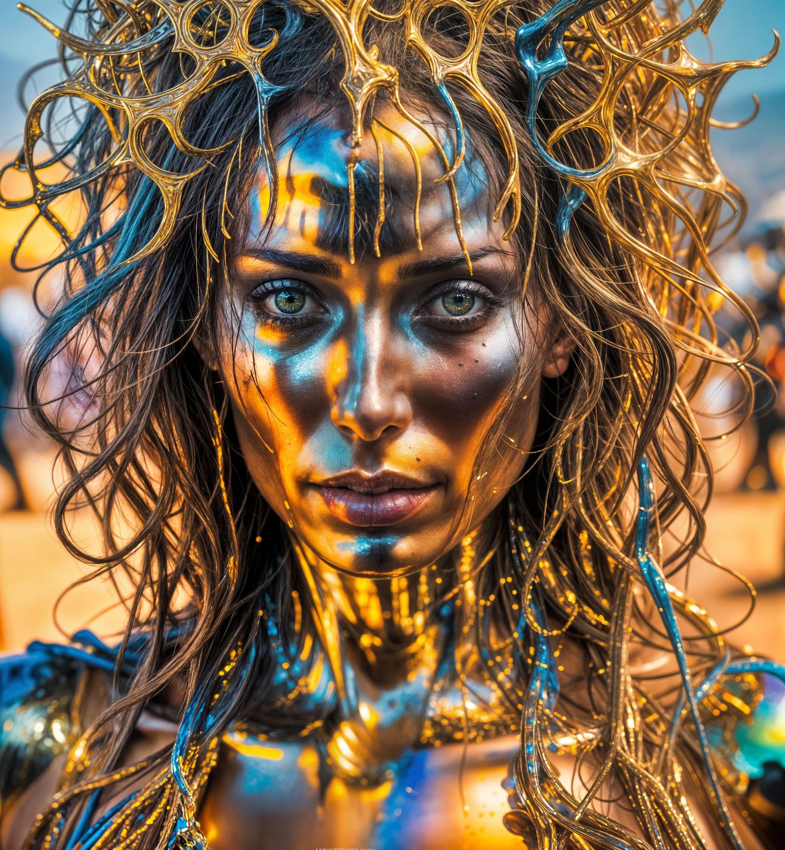 Burning Man Festival Girl: Hyperrealistic Digital Portrait