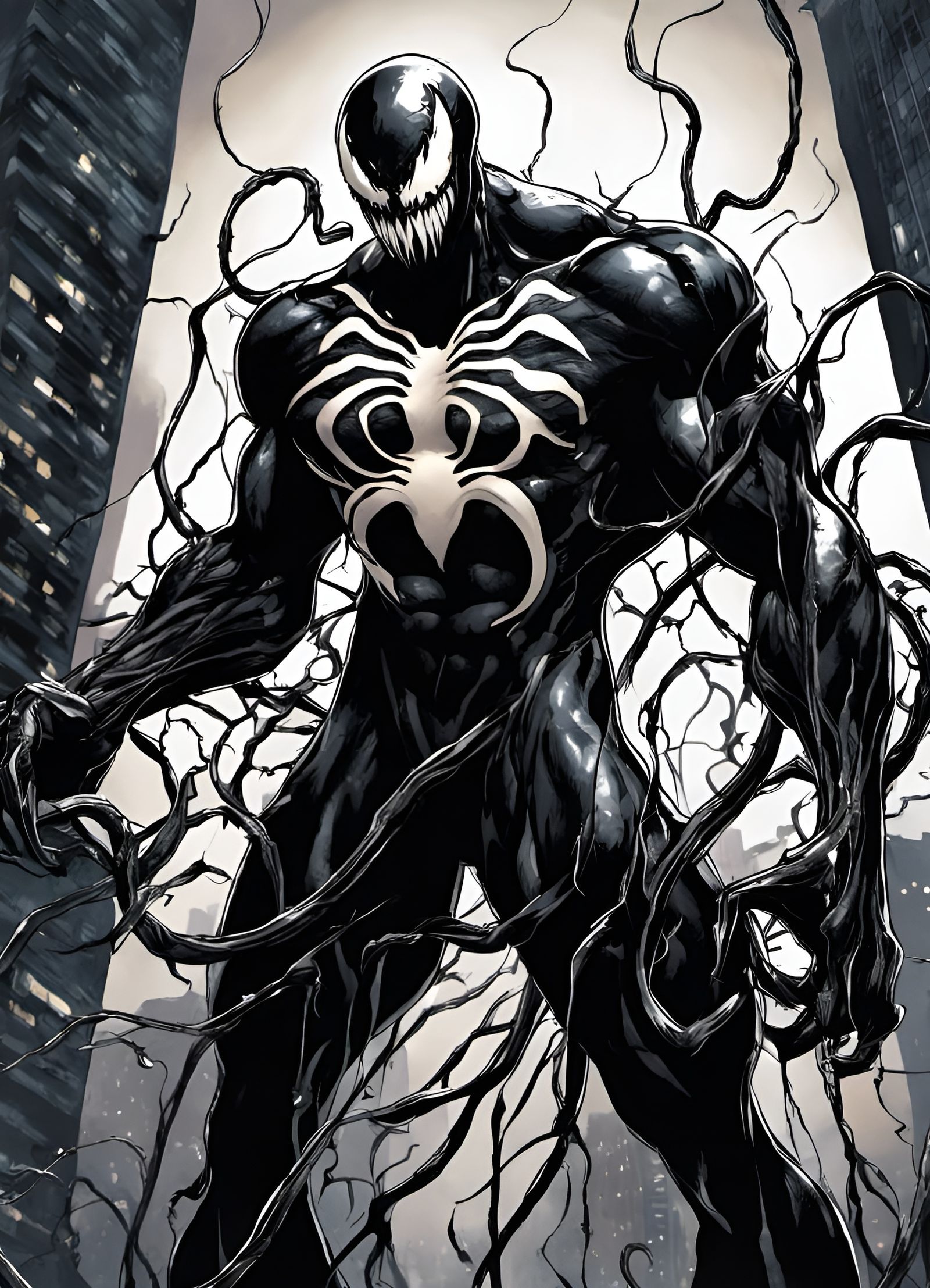 Menacing Venom with Dripping Symbiote, Comic Book Style