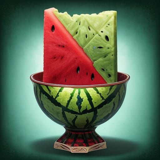 Watermelon Tesseract in American Comic Book Style