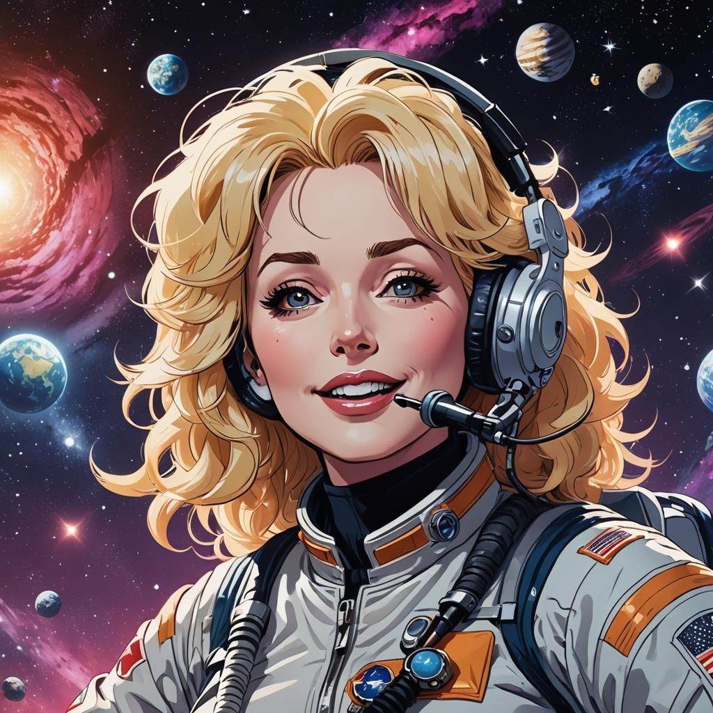 Dolly Parton as Anime Astronaut in Space