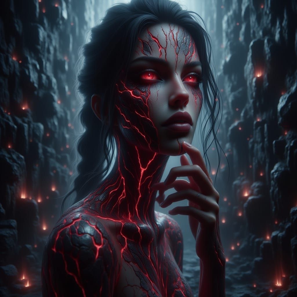 Hyperrealistic Blood Queen in Dark Aesthetic