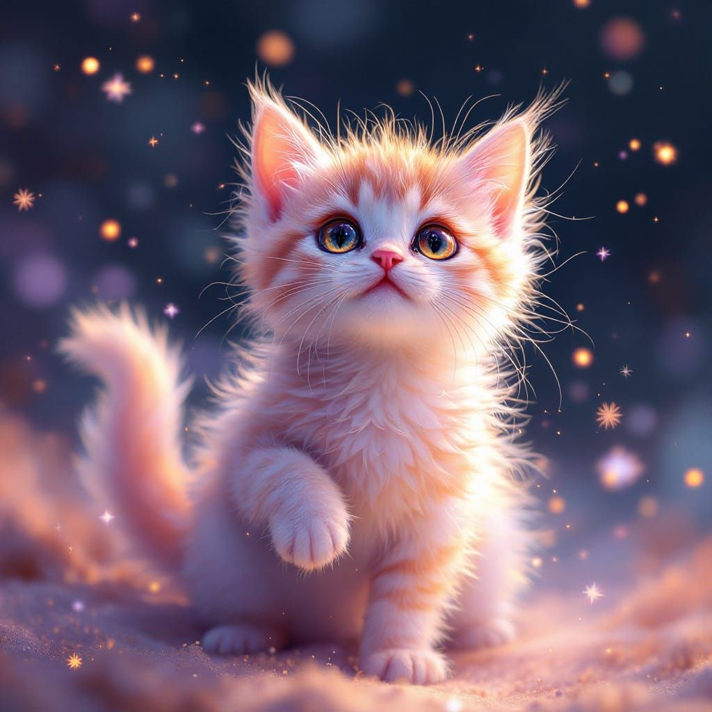 Dreamlike Whimsy of a Murex Kitten in Pastel Hues