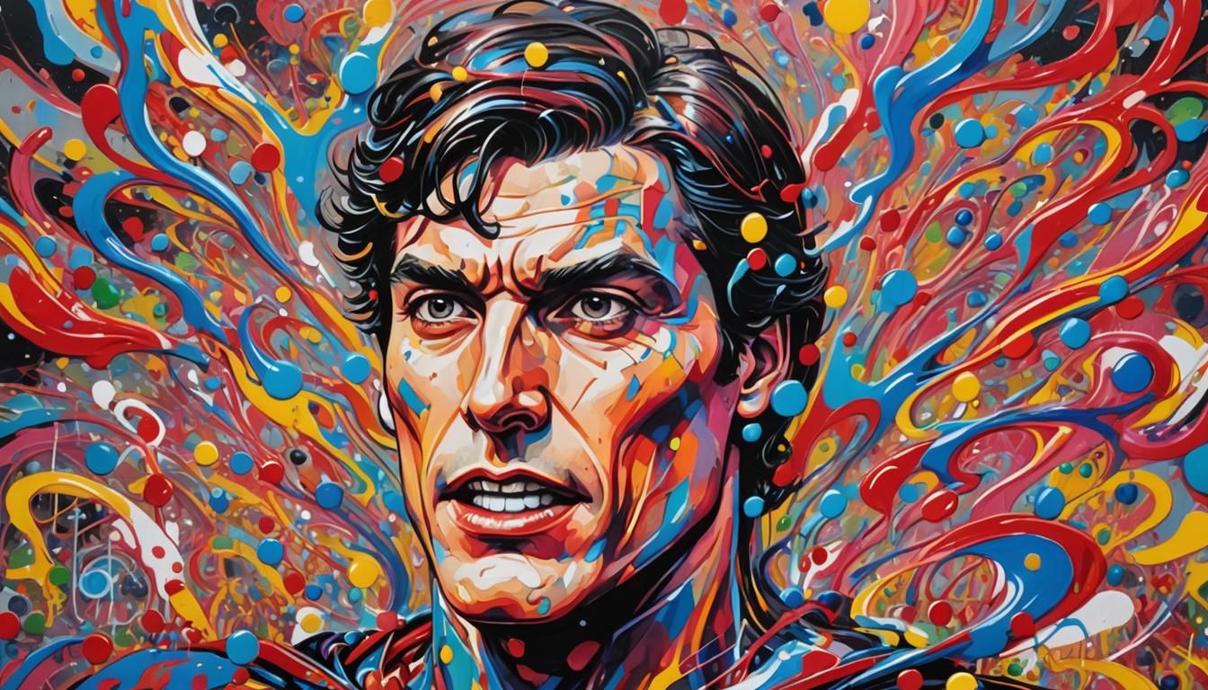 Superman Graffiti Art in Vibrant Polychromatic Style