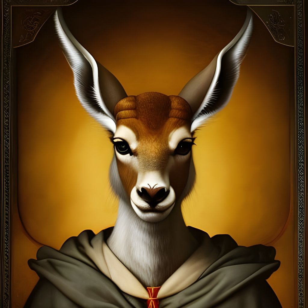 Menacing Gazelle Portrait in Digital Art Style