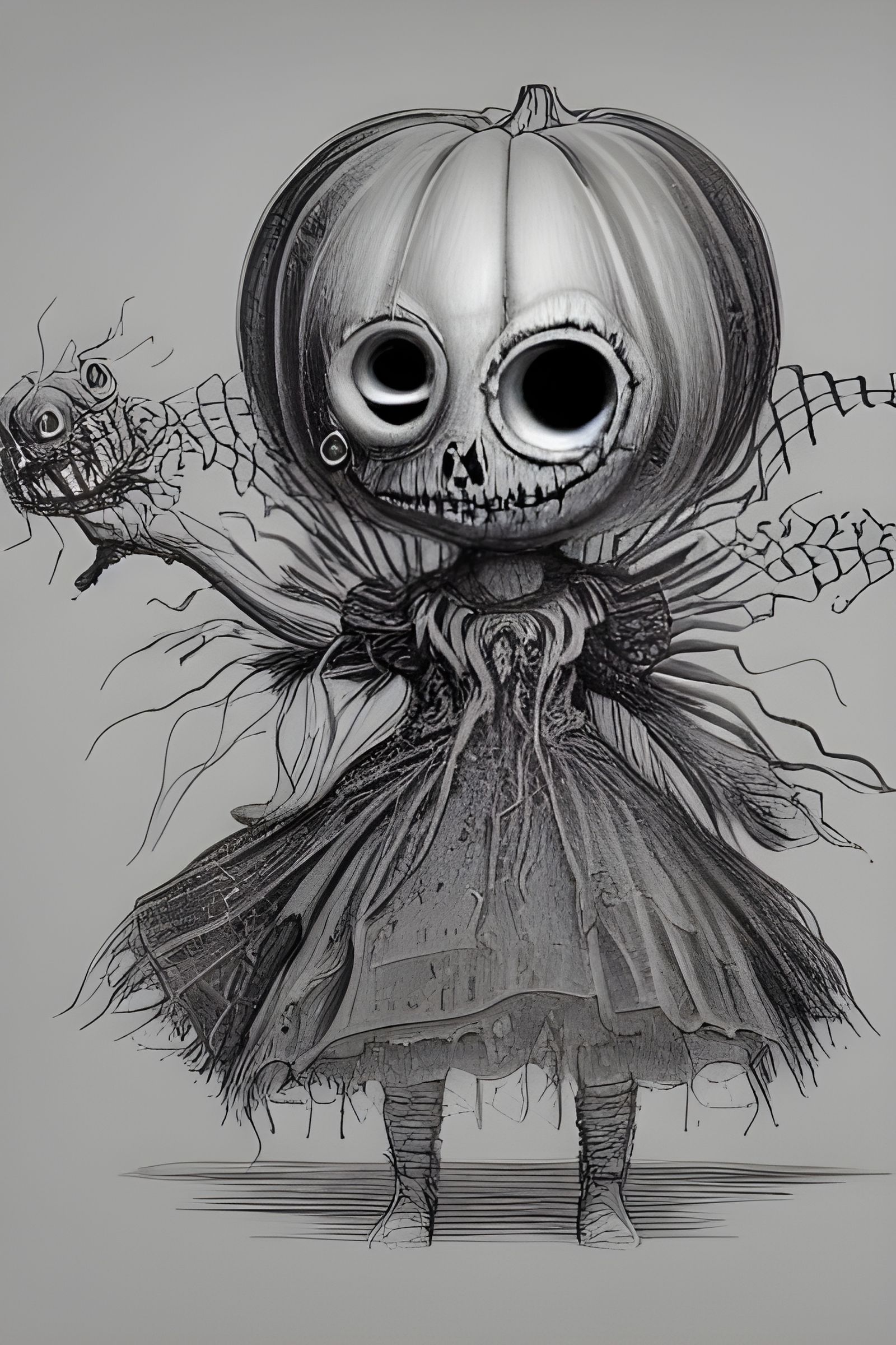 Halloween Storybook Sketch with Neon Eyes