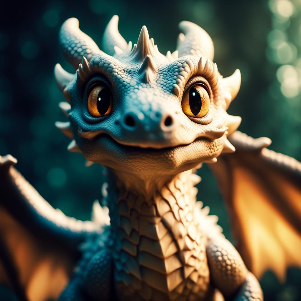 Cute Dragon in Fairy Ambient: Cinematic Film Still