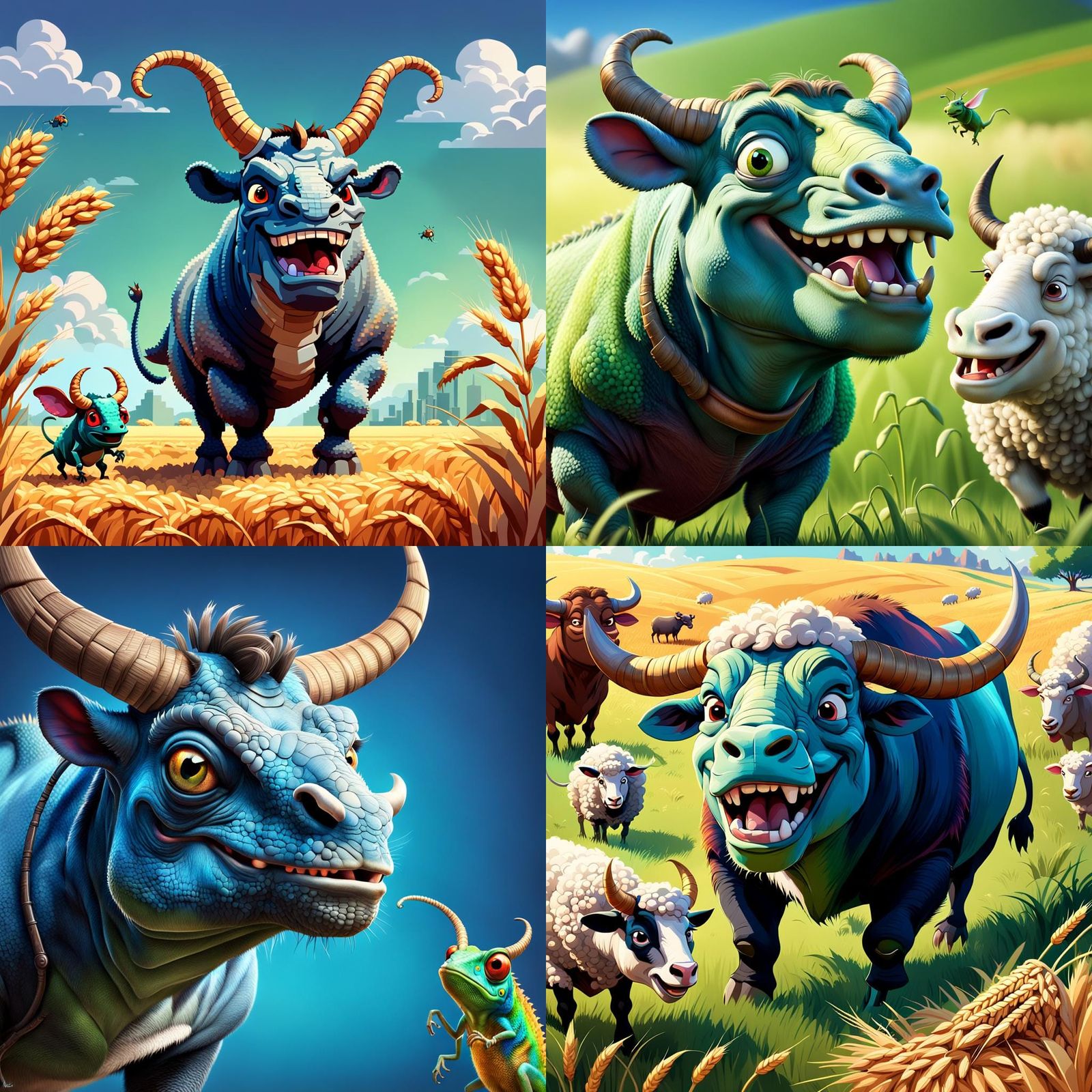 Bull and Ant Chat: A Pixar-Style 3D Scene