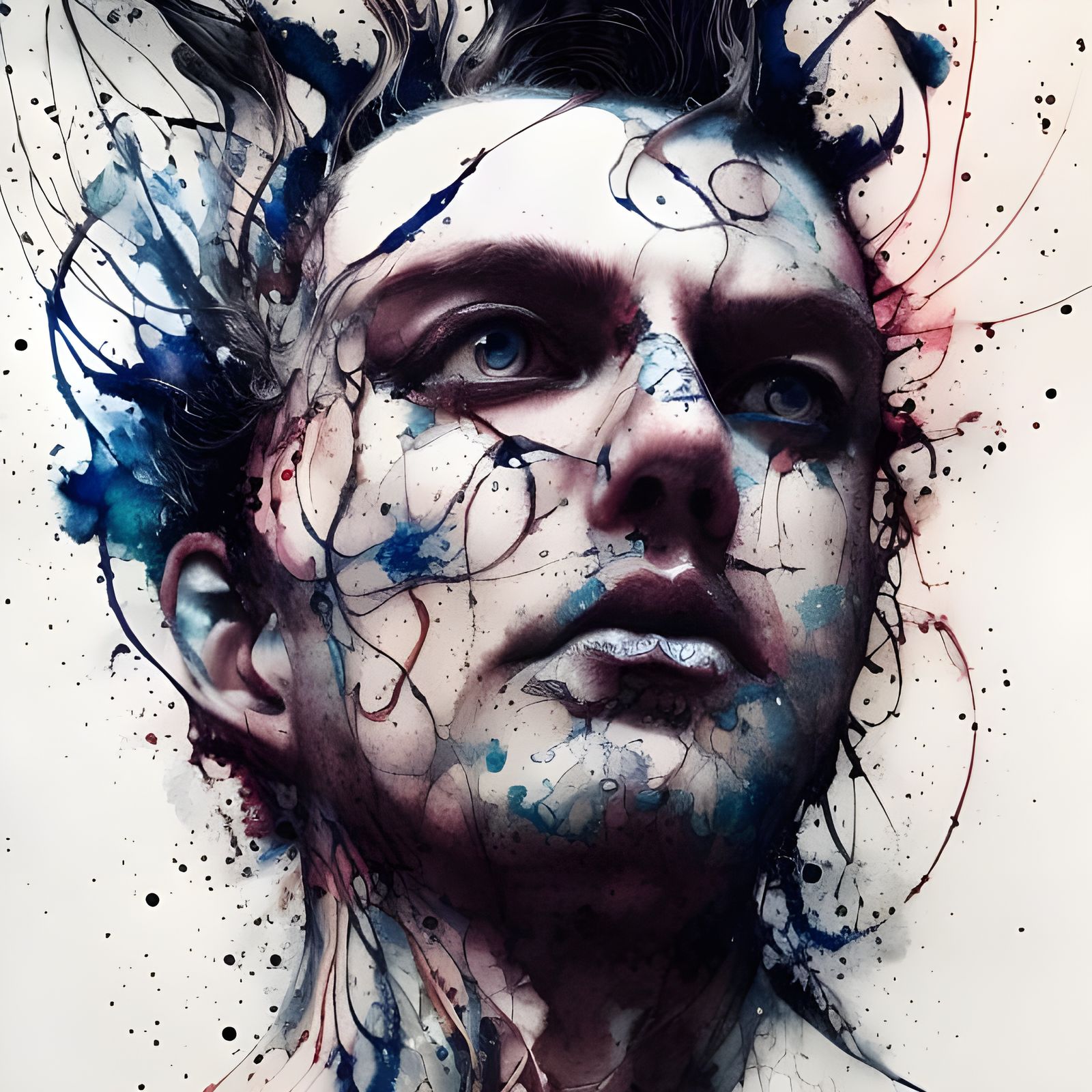 Colorful Ink Portrait in Gouache Painting Style