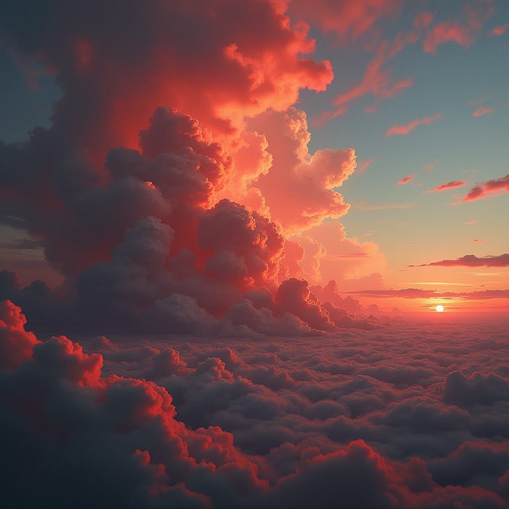 Dramatic Swirling Clouds in Retro-Futuristic Style