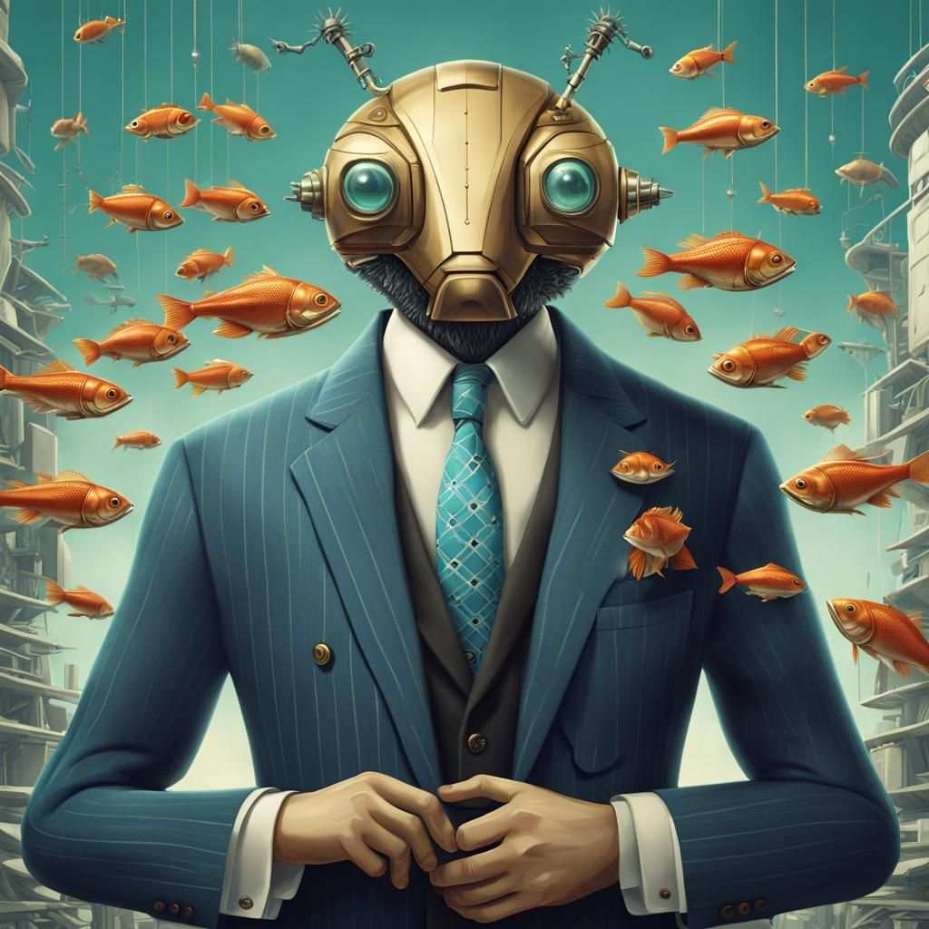 Mechanical Cricket Corporate Boss in Pop Surrealism Style