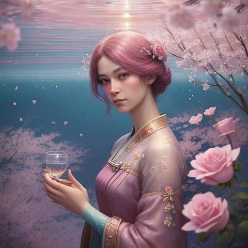 Sakura in Glass: Whimsical Watercolor Macro