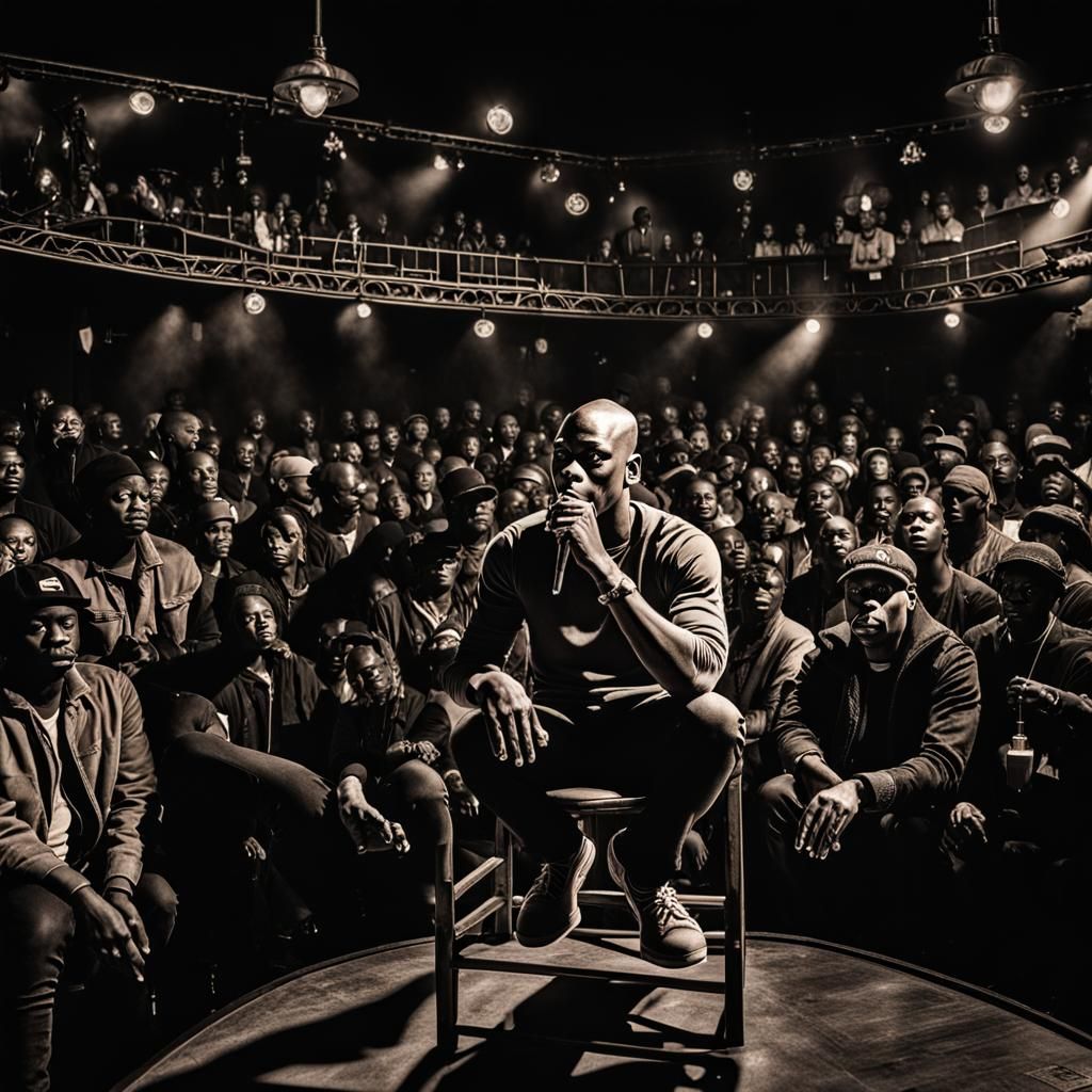 Dave Chappelle in Dimly Lit Club on Stage