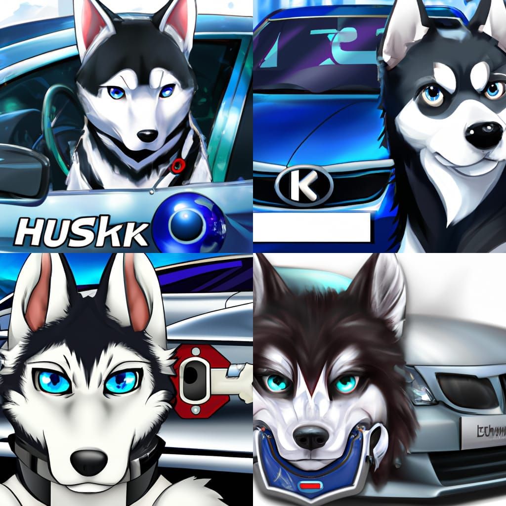 Husky Head Car Locksmith in Anime Style