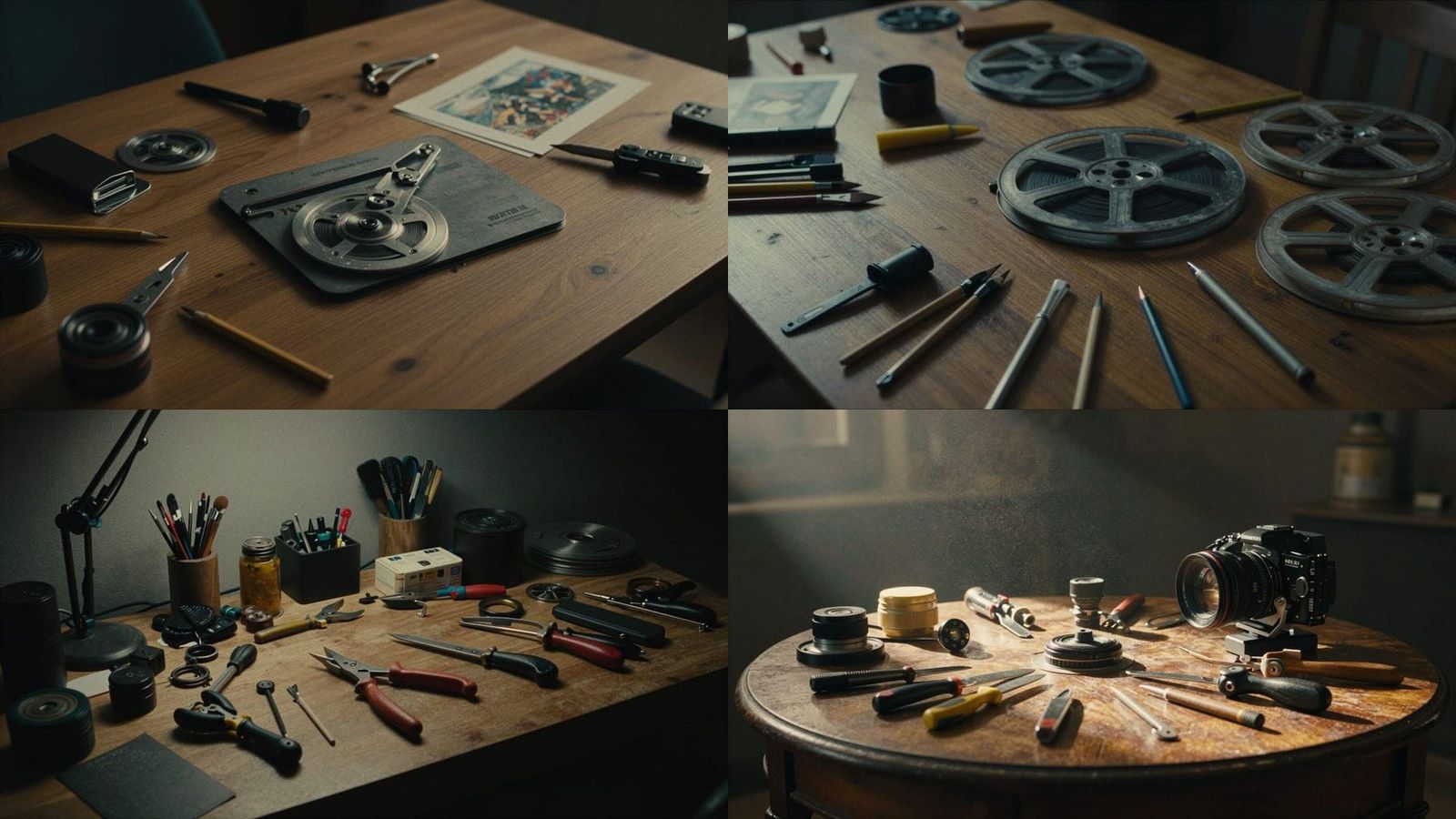 Creative Tools Displayed on Table in Cinematic Style