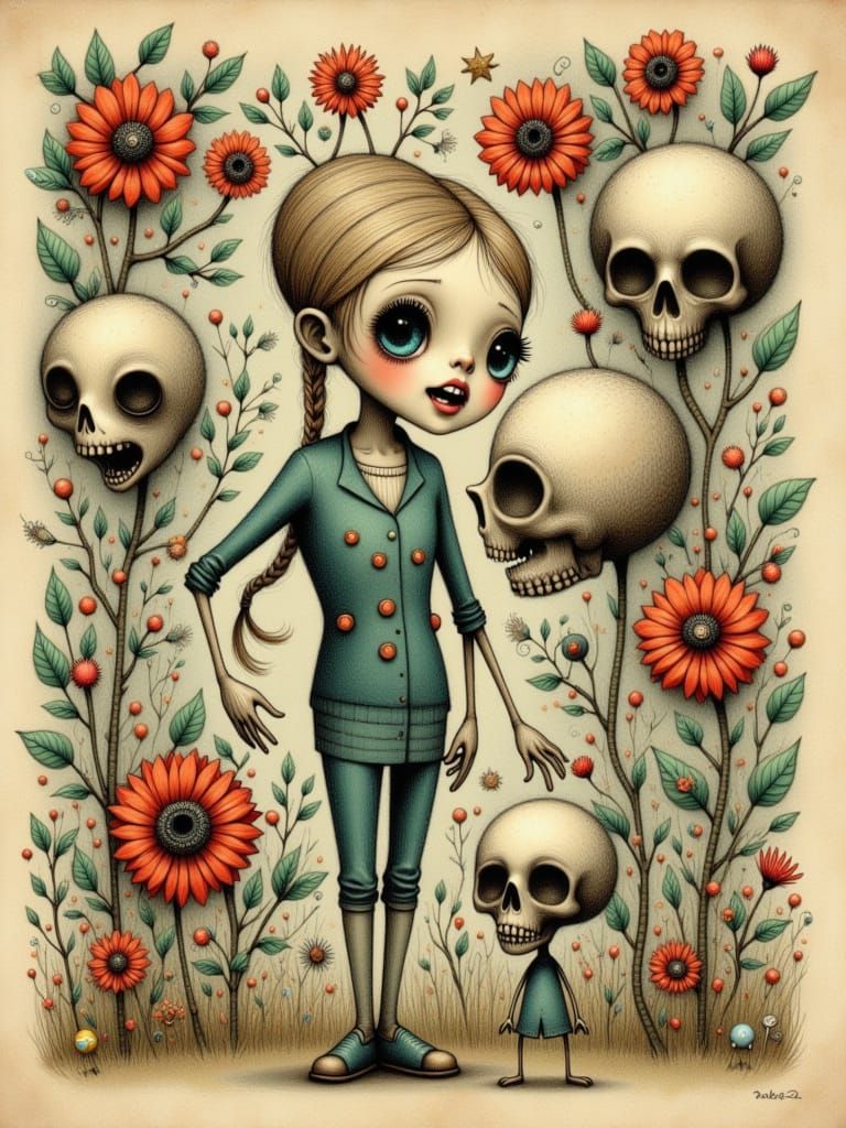 Love and Skulls: Whimsical Storybook Wall Art