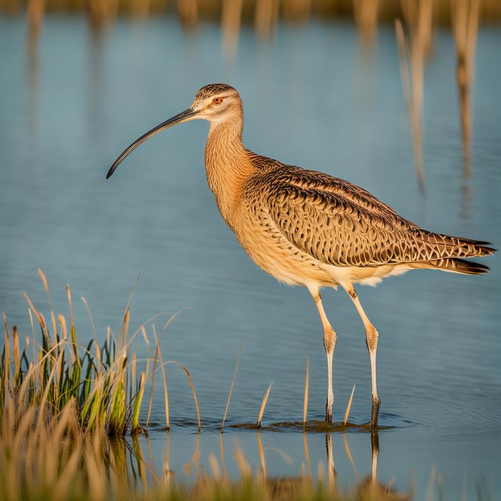Elegant Long-billed Curlew in Coastal Wetland
