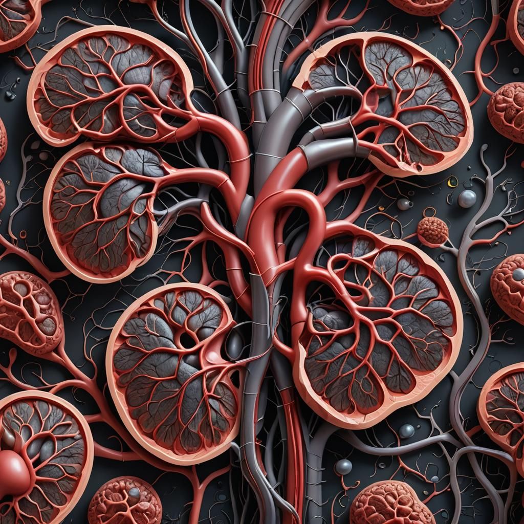 Cartoon Human Kidney in Hyperrealistic Style