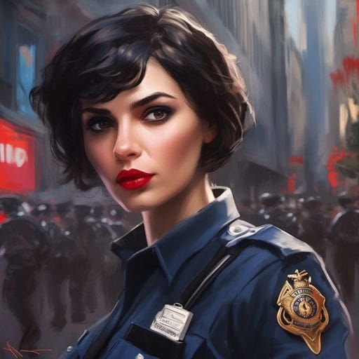 Attractive French Policewoman in Royo Style