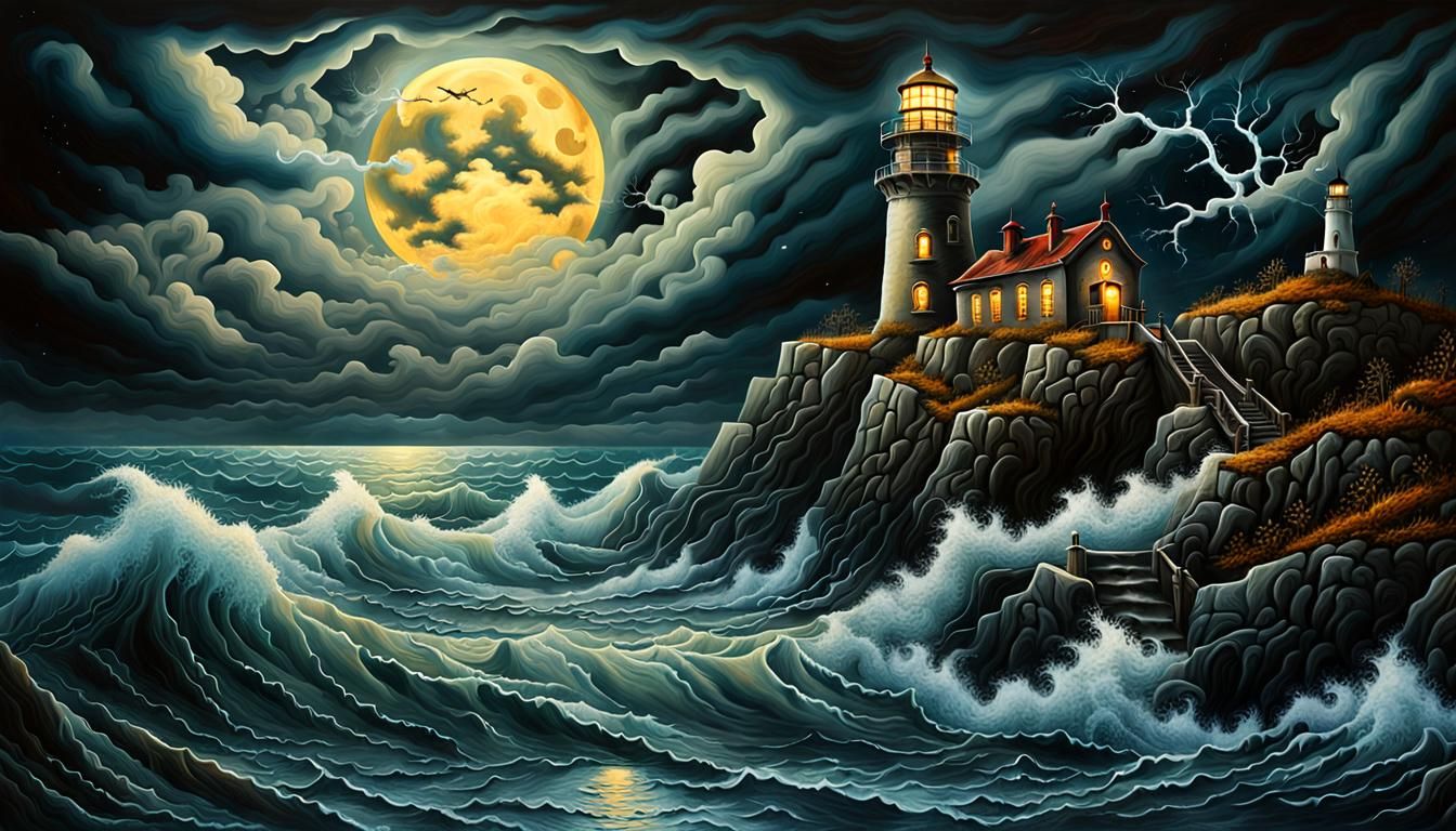 Lonely midnight watch through the unrelenting storm.