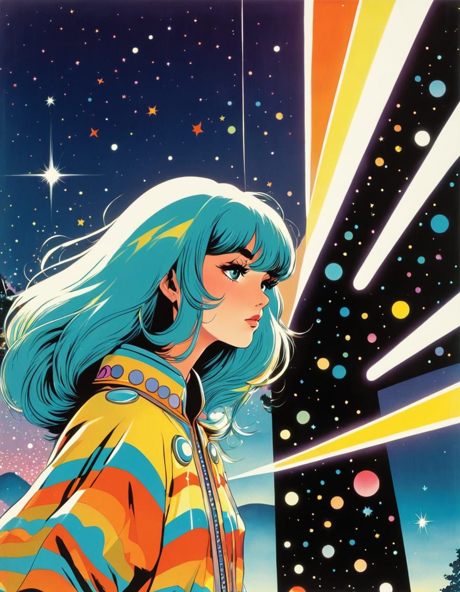 contrasting, early 1970s, starched