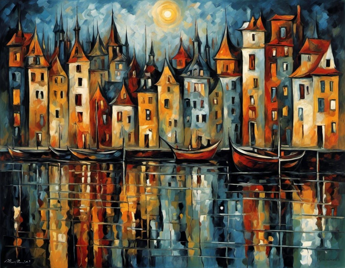 Lakeside Modern Architecture in Neo-Impressionist Style