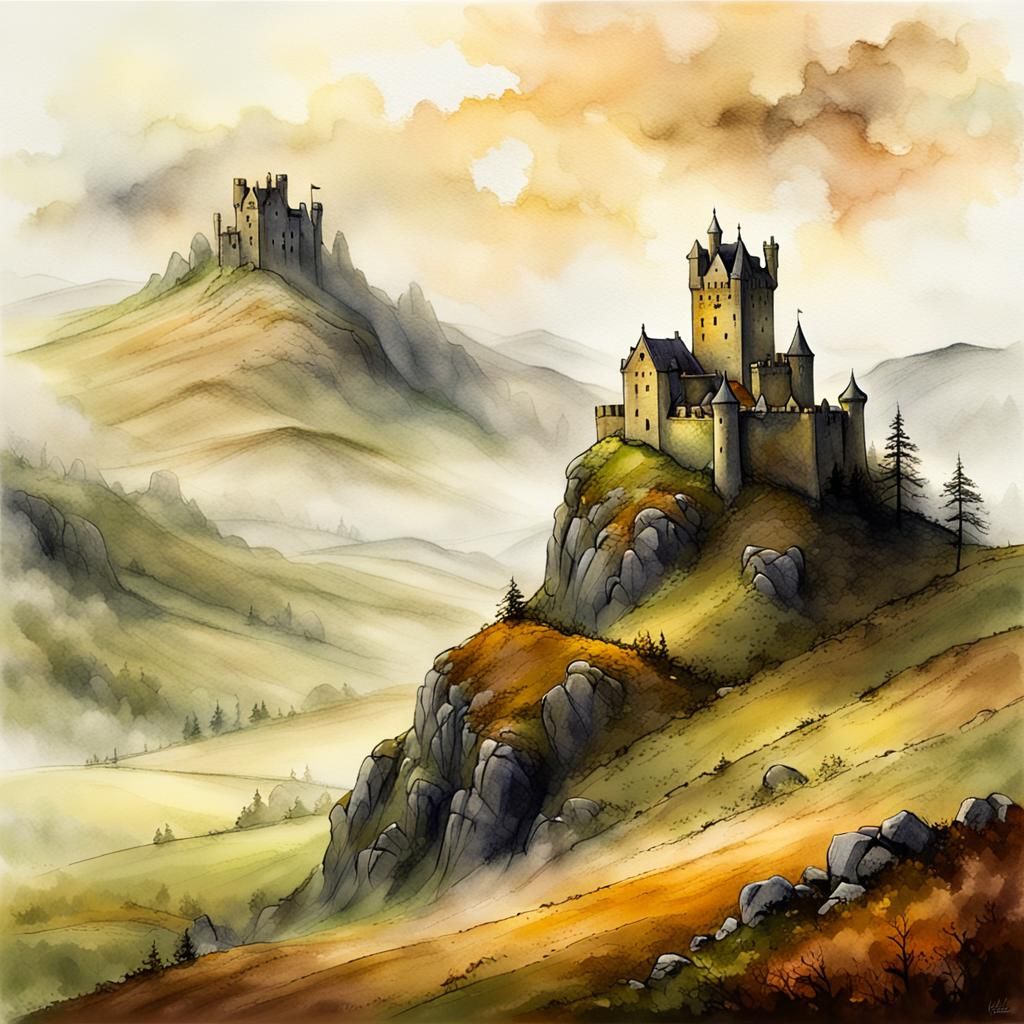 Magical Scottish Highlands Castle in Art Nouveau Style