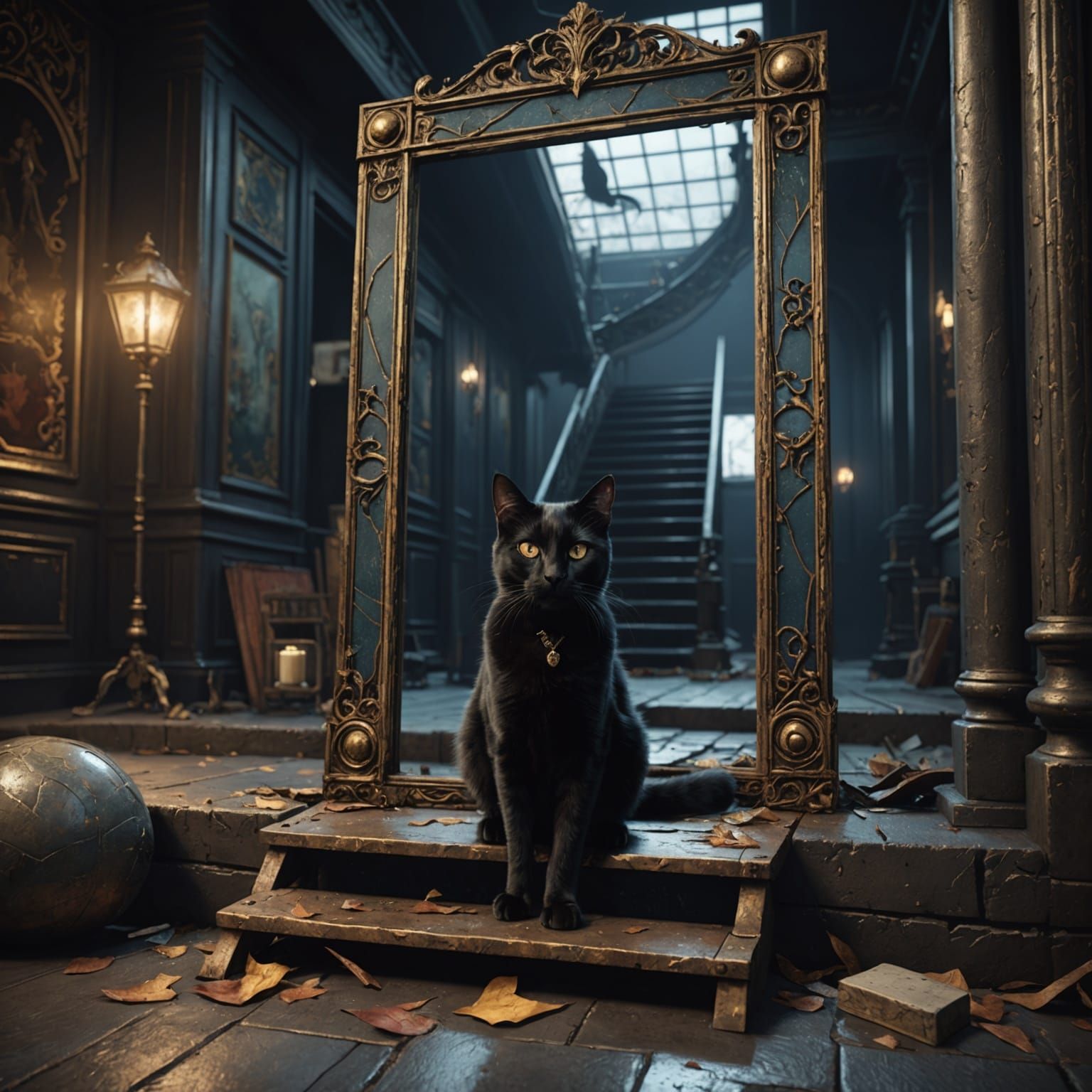 Black Cat Under Ladder: Fantasy Concept Art