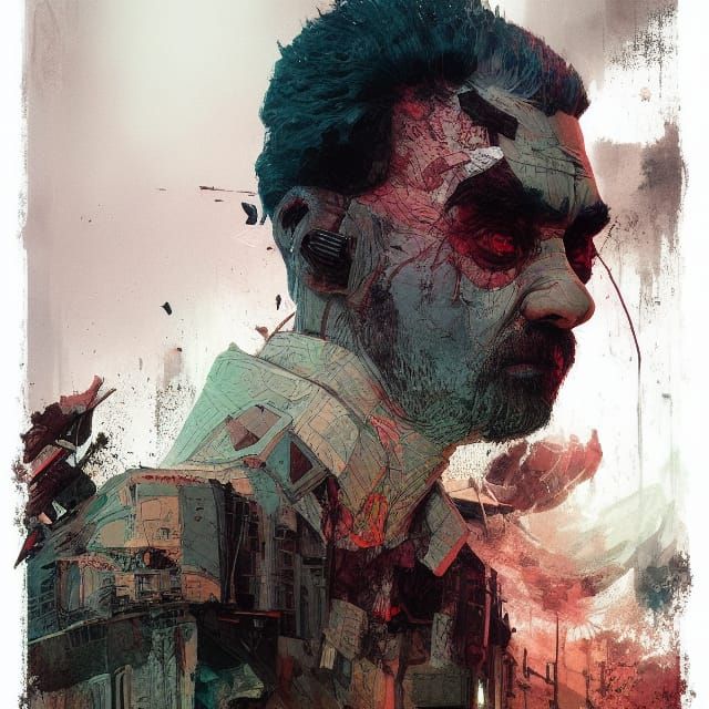 Dystopian Dictator Portrait in Horror Style