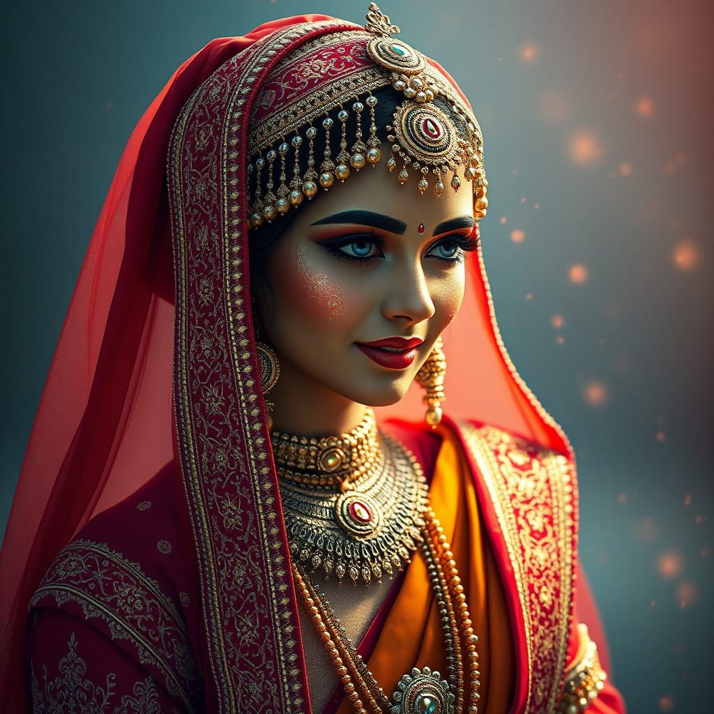 Exotic Indian Bride in Vibrant Colors