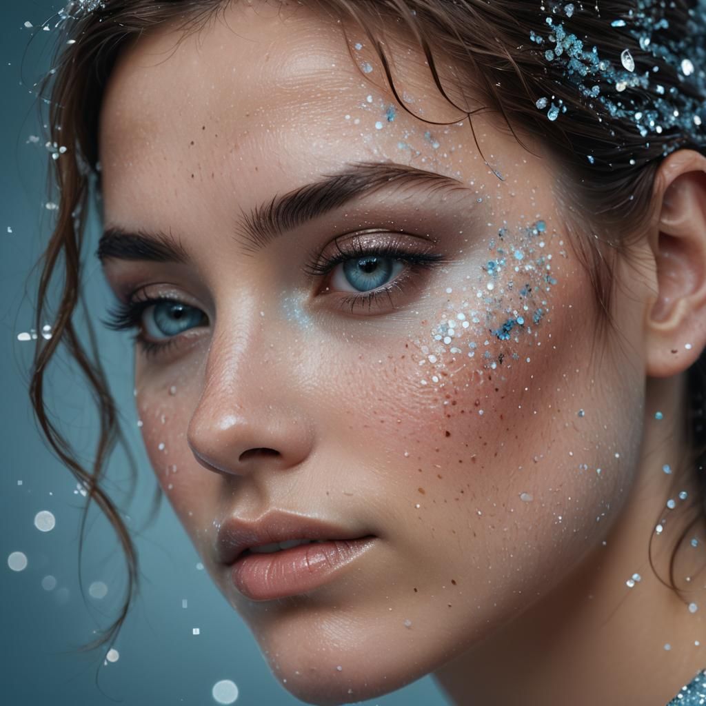 Girl with Ice Blue Sparkles Portrait Photography
