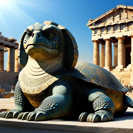 Turtle Fused with Ancient Greek Sphinx