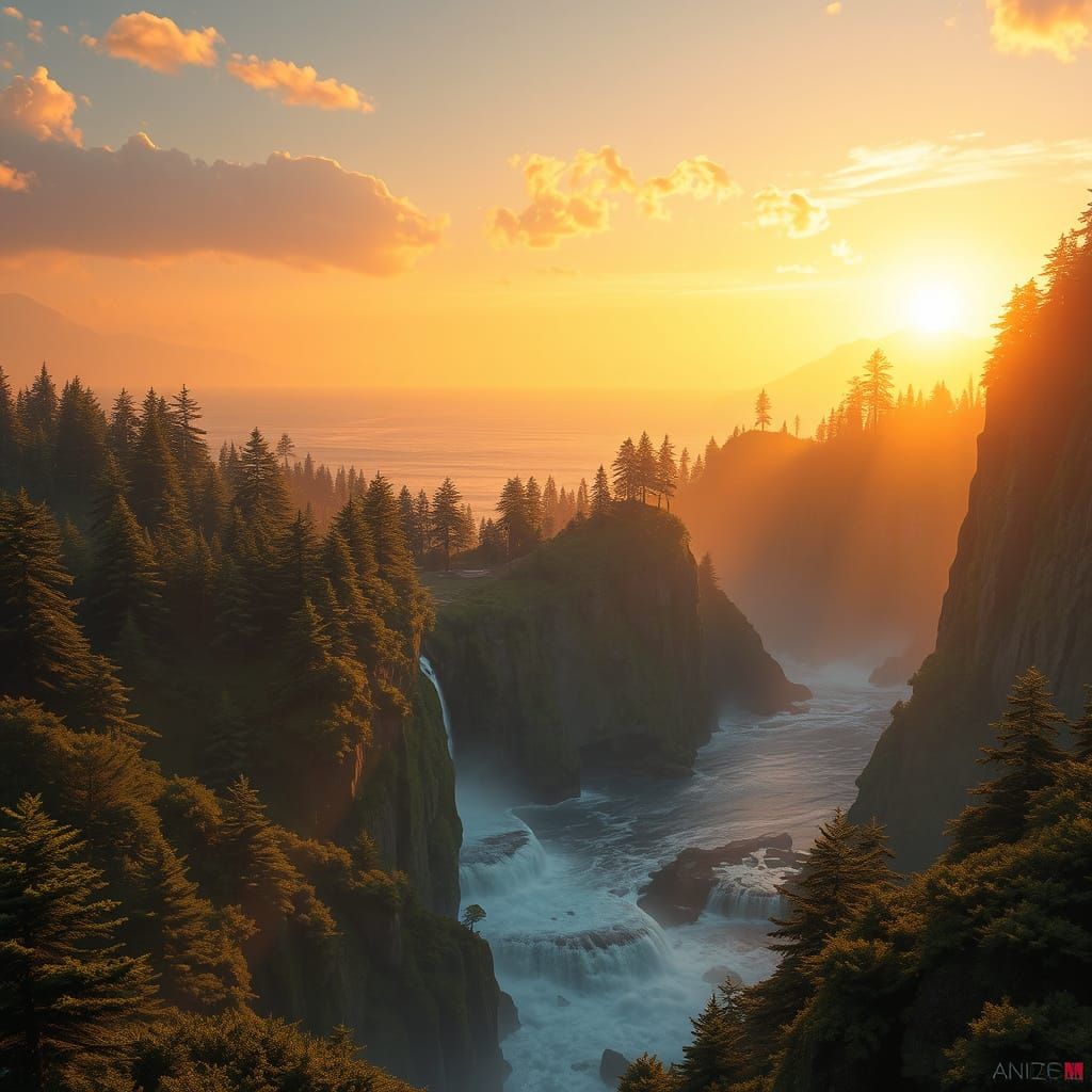 Ethereal Pacific Coast Landscape at Sunset