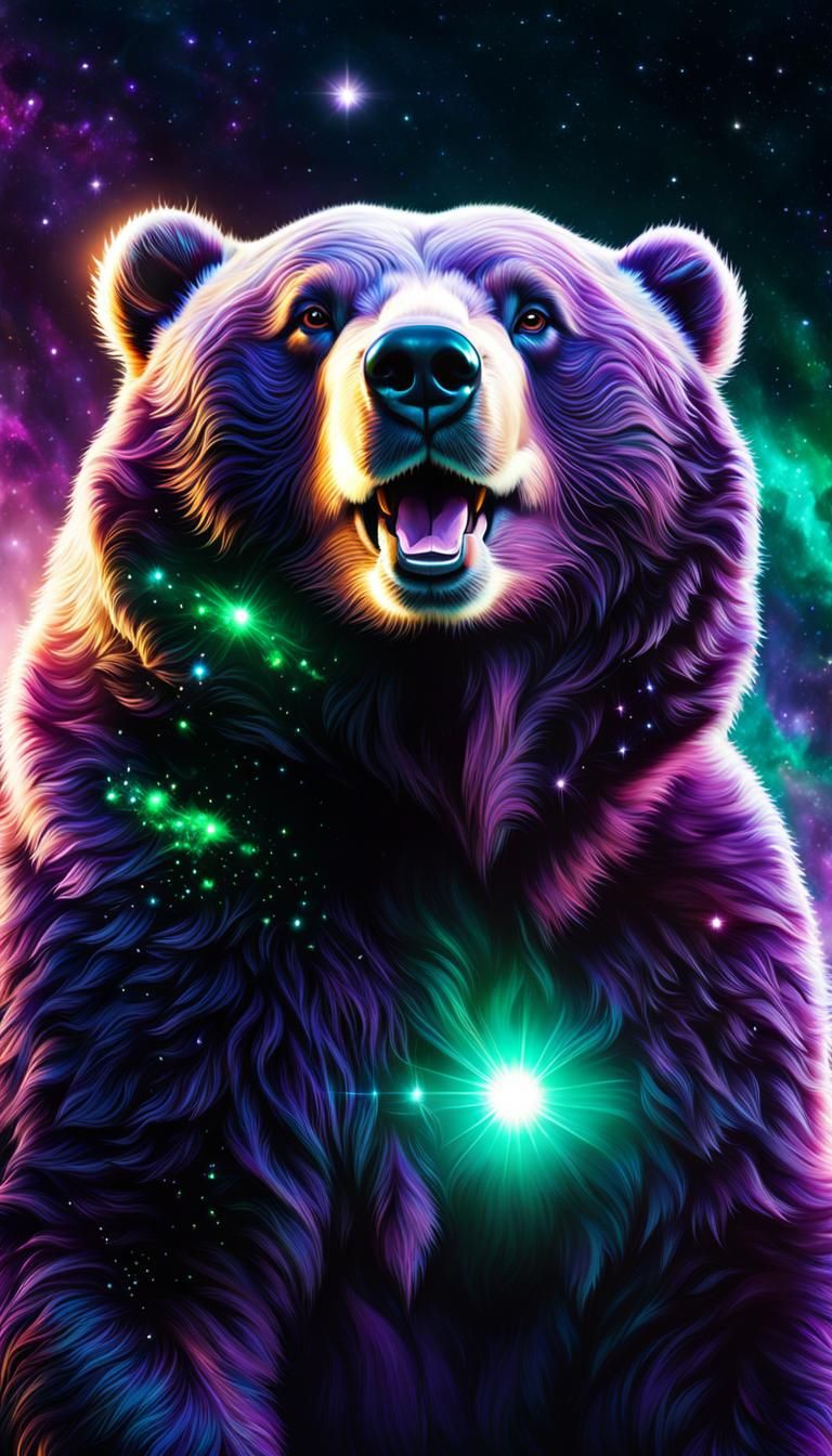 Space Bear Cub Portrait in Opalescent Tones