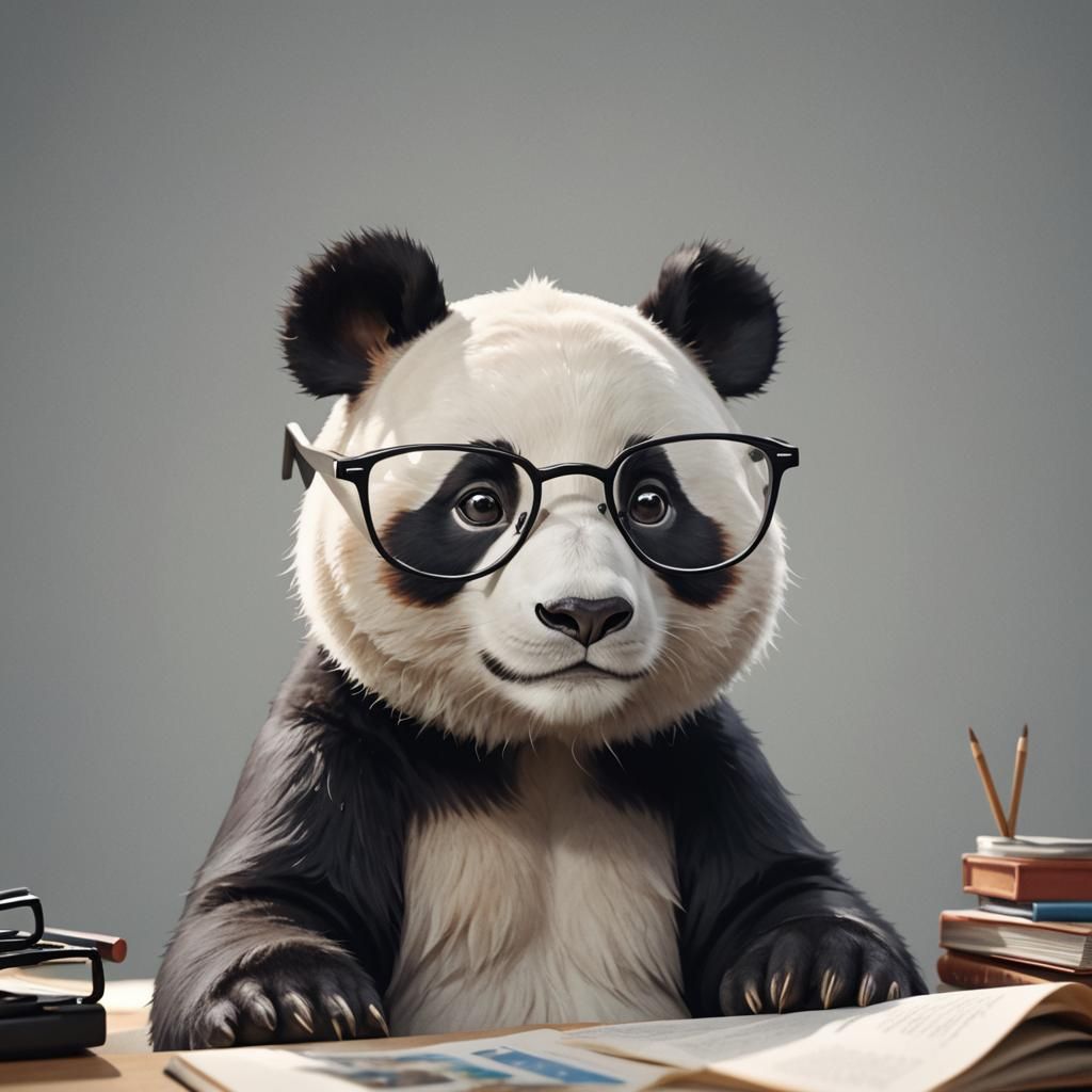 Panda with Glasses in 3D Anime Art