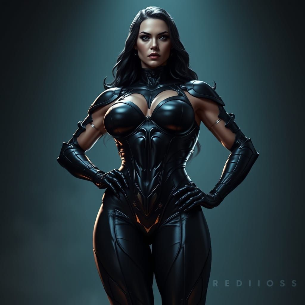 Hyperrealistic Supervillain Seductress in Chiaroscuro Lighti...