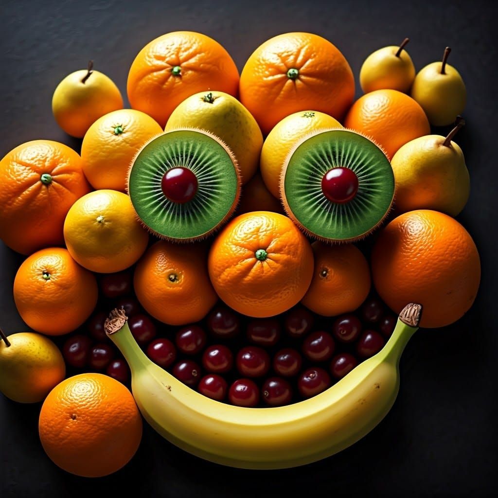 Vibrant Fruit Smile in Hyperrealistic Style