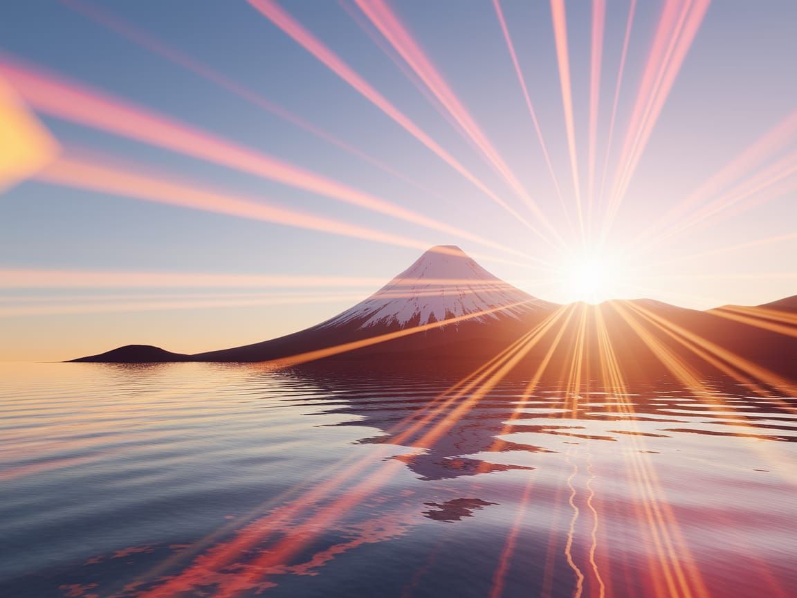 Hyper Realistic Mountain Landscape at Sunset