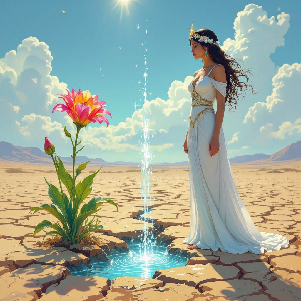 Ice Goddess and Desert Flower in Art Nouveau Style