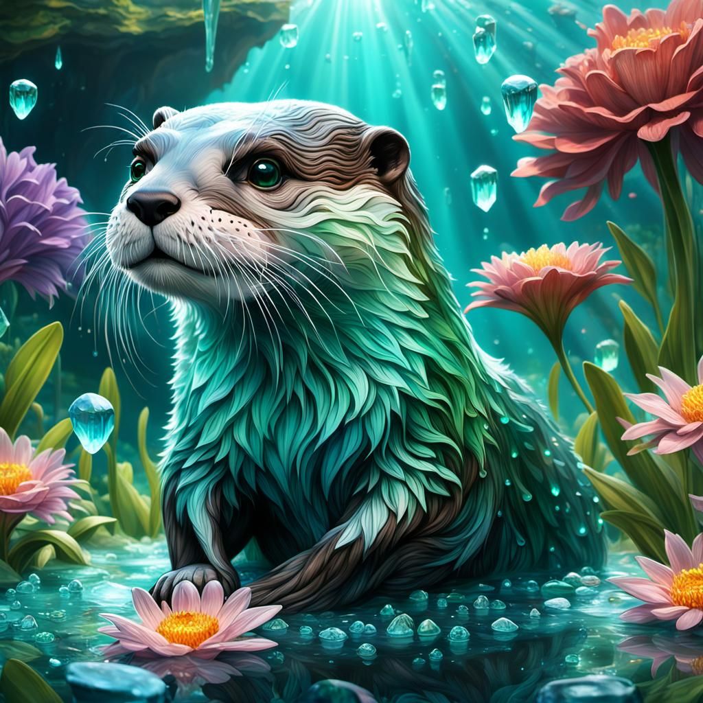 Hyperrealistic Royal Otter in Crystalline OZ Land