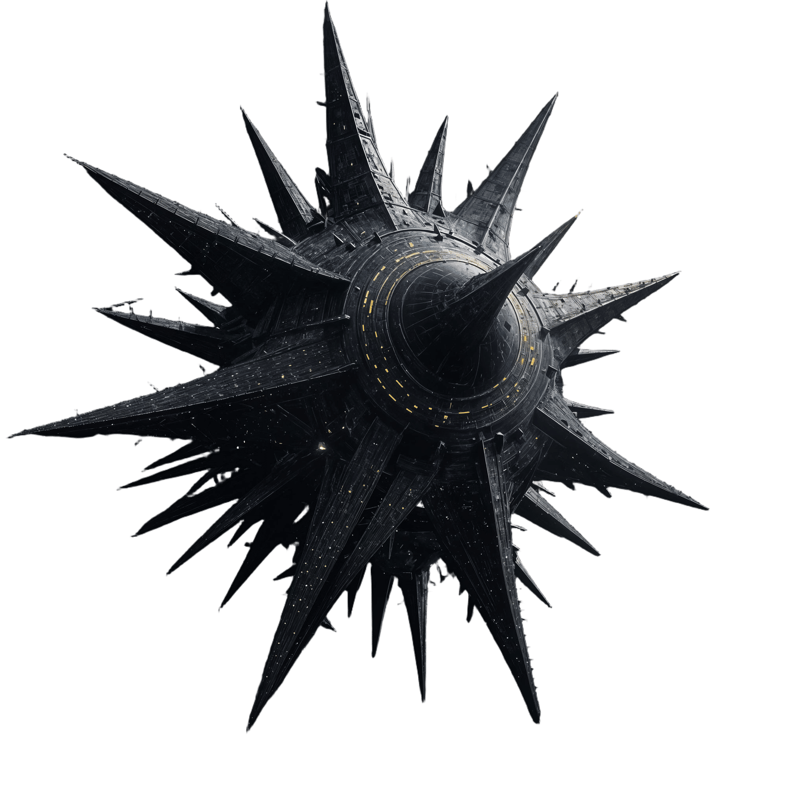 Spiky Alien Spaceship in Deep Space