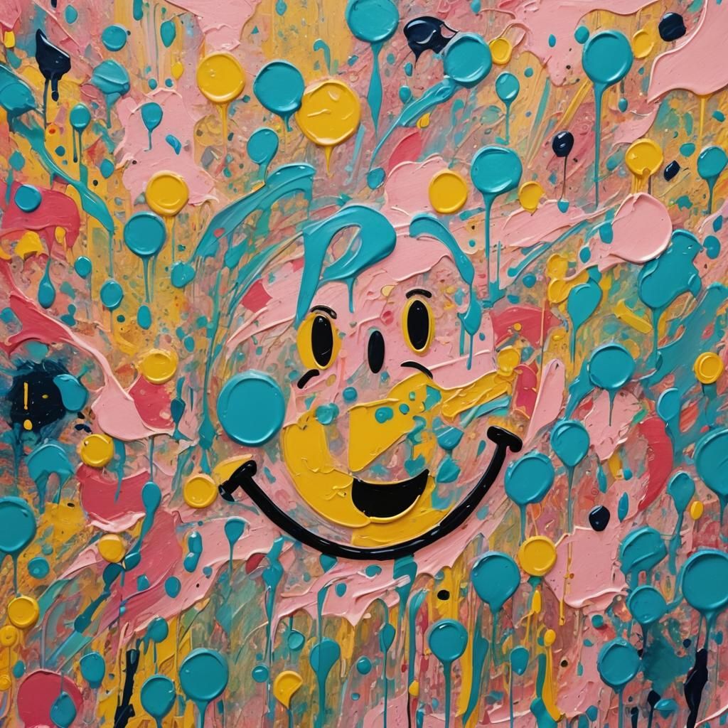 Emotional Smiley Crying in Abstract Expressionism