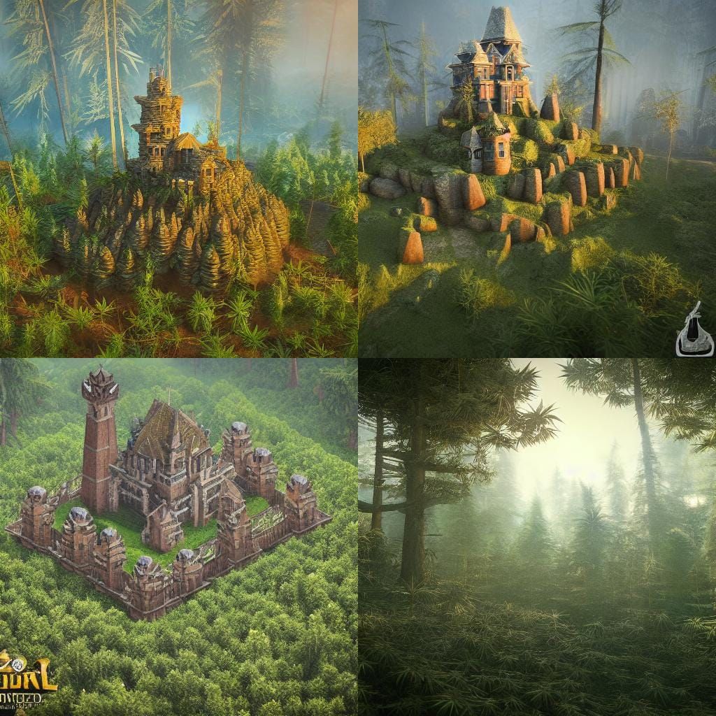 Diamond Castle in Hemp Forest: 3D Game Graphics