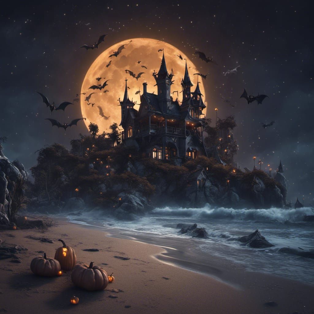 Halloween Fairy on a Starry Beach