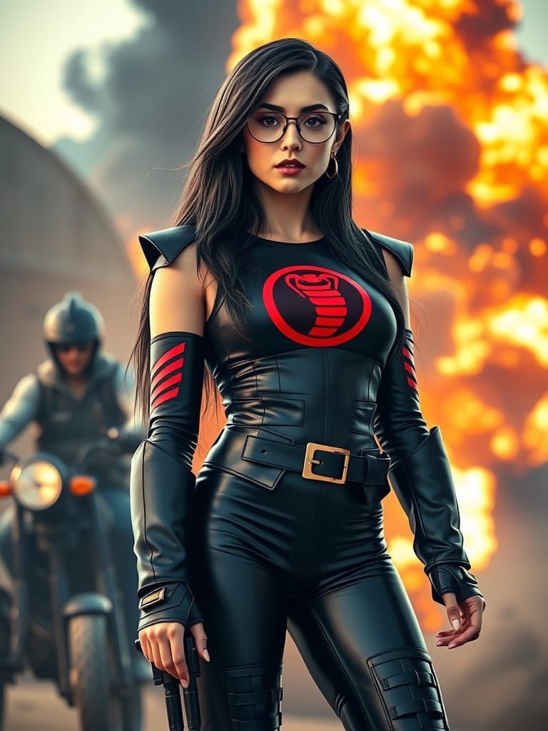 Cyberpunk Baroness in Modern Black Leather Armor