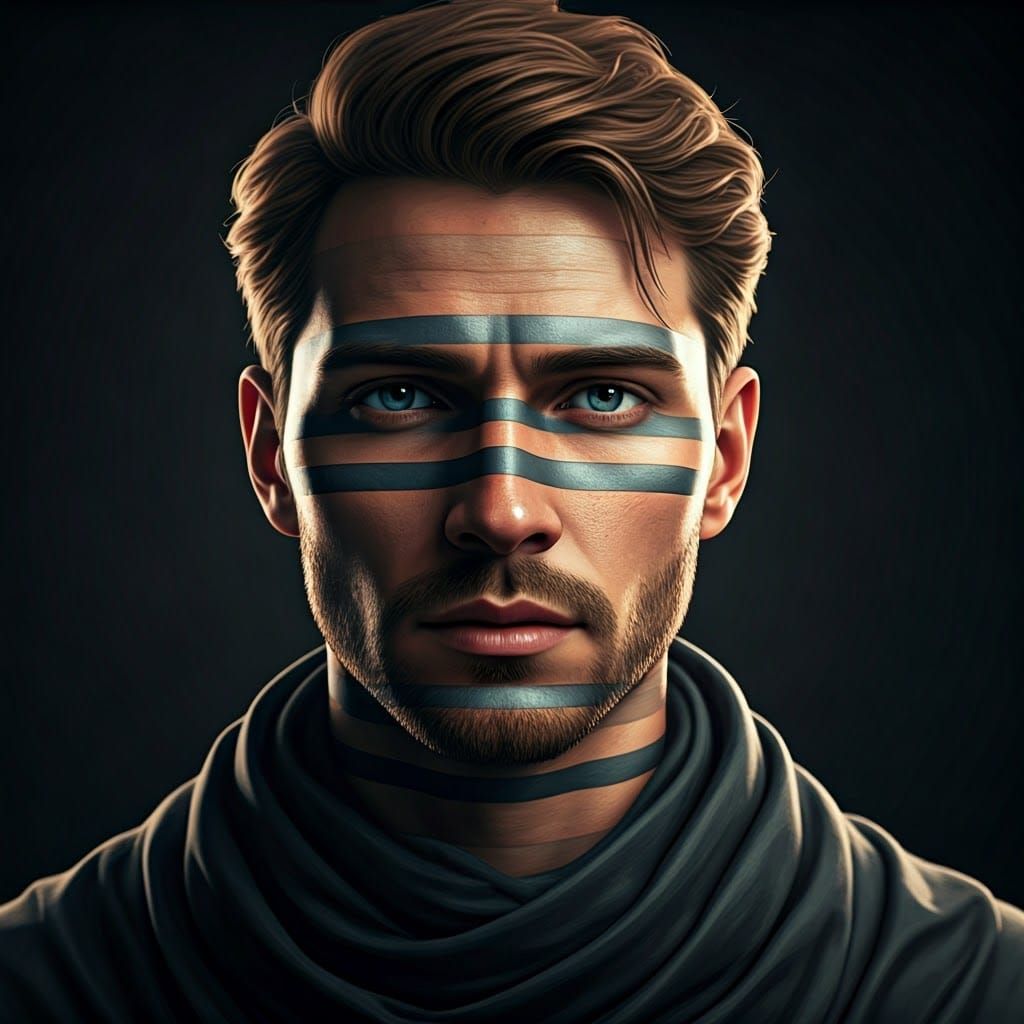 Mesmerizing Optical Illusion: Man Hidden in Horizontal Strip...