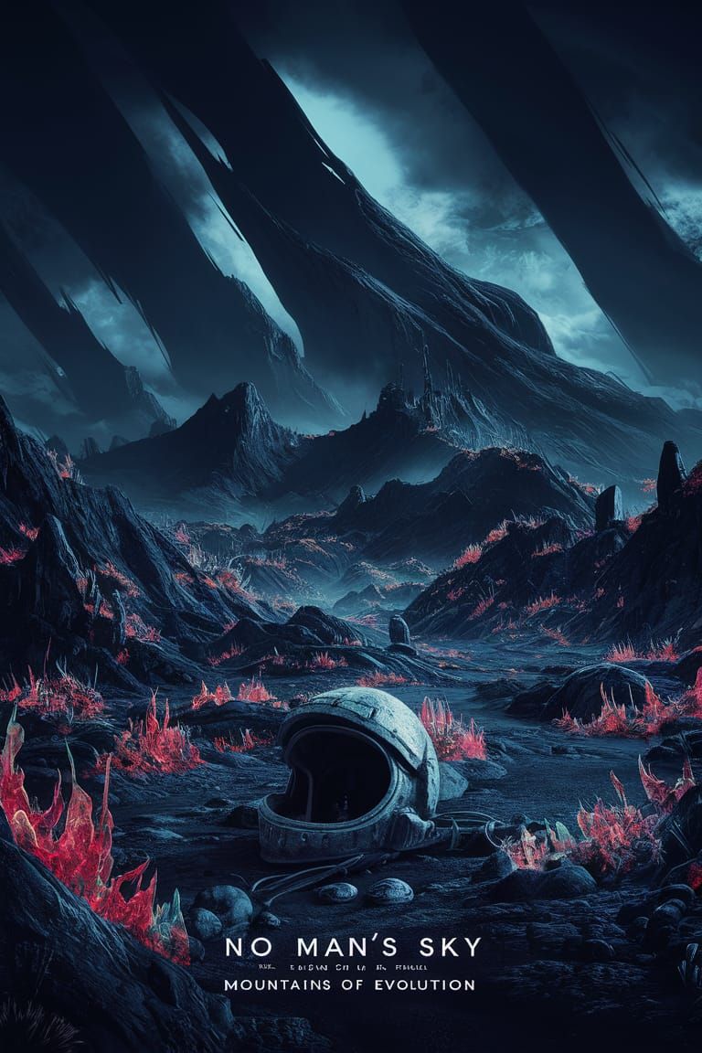 No Man's Sky: Mountains of Evolution Sci-Fi Poster