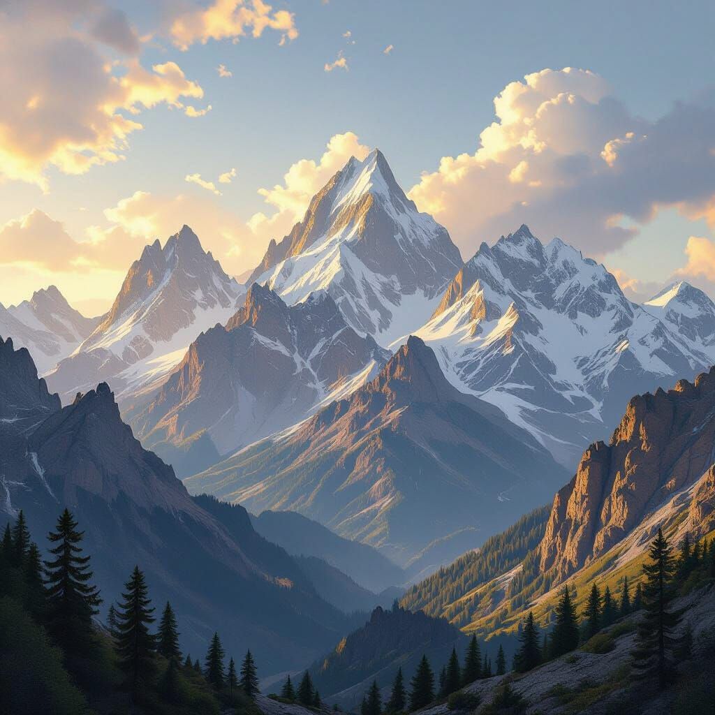 Majestic Mountain Range Formed by Tectonic Plates